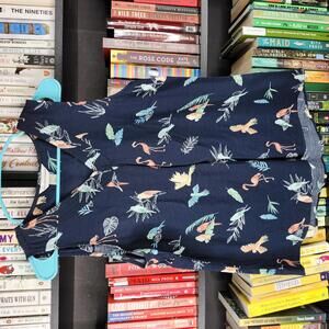 Christopher & Banks Bird Print Sleeveless Blouse Navy Blue Small